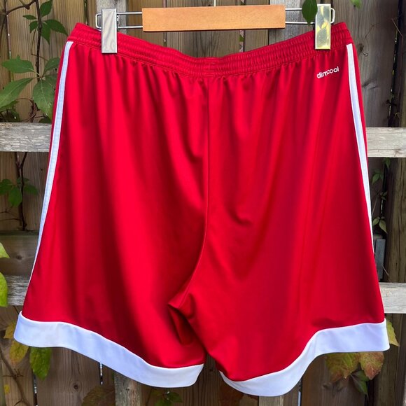 Adidas Red 3-Stripe Track Shorts Size L Sporty Vintage Streetwear - Picture 4 of 4
